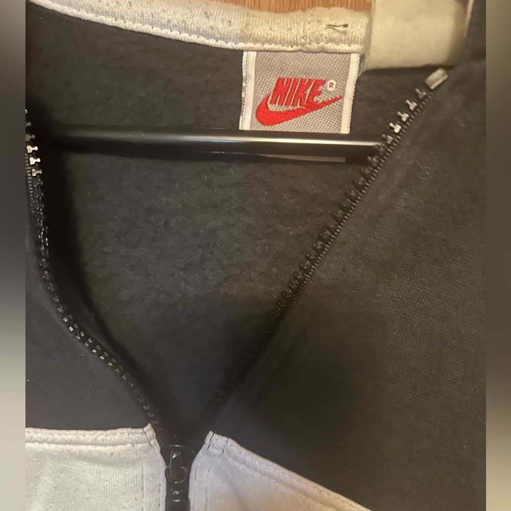 Nike Black and White Zippered Hoodie vintage color block - Picture 3 of 4
